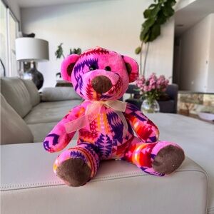 NATIVO Native American Southwest Print Vibrant Pink Stuffed Bear Plush 10”